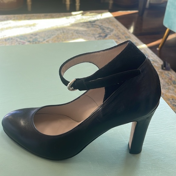 Taryn Rose Italian designer leather heels Ankle strap Black Euro size 37.5 US 7 - Picture 4 of 12